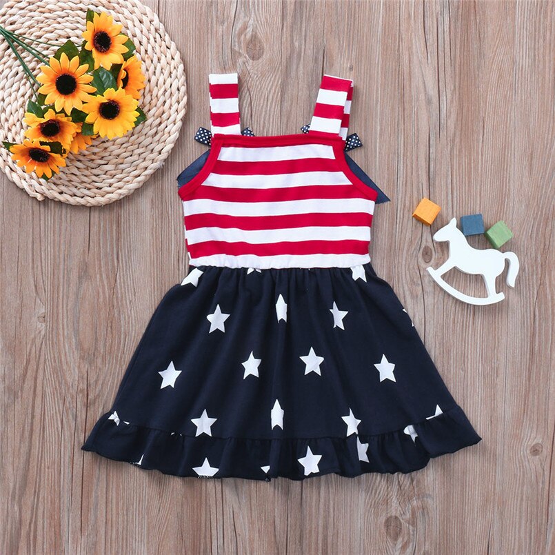 Toddler Baby Girls Patriotic Dress Stars and Stripes