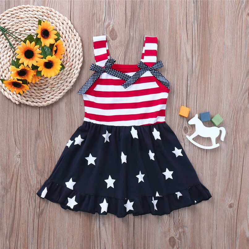 Toddler Baby Girls Patriotic Dress Stars and Stripes